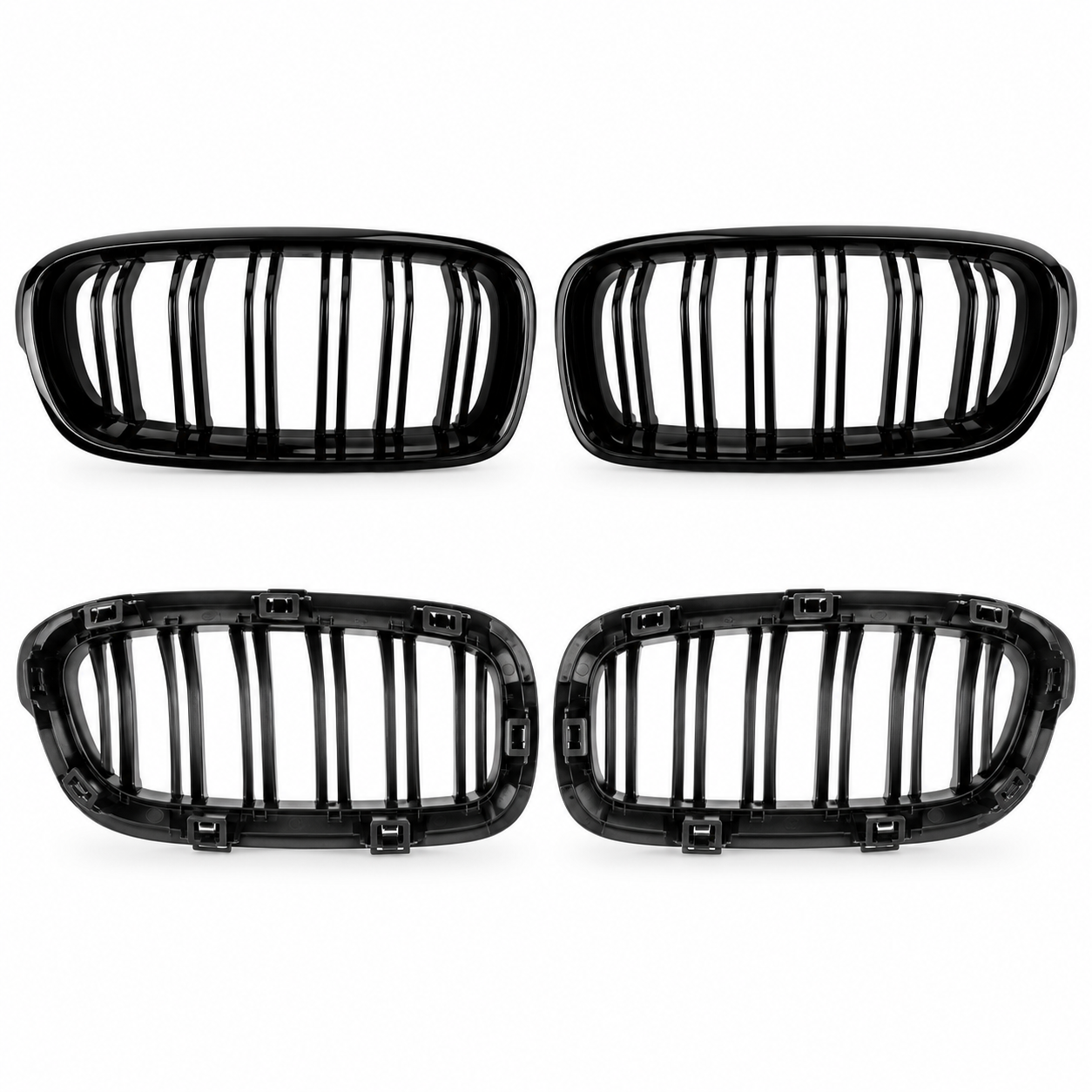 BMW F30 F31 F35 Gloss Black Double-Slat Kidney Grilles | M3 Style | 3 Series
