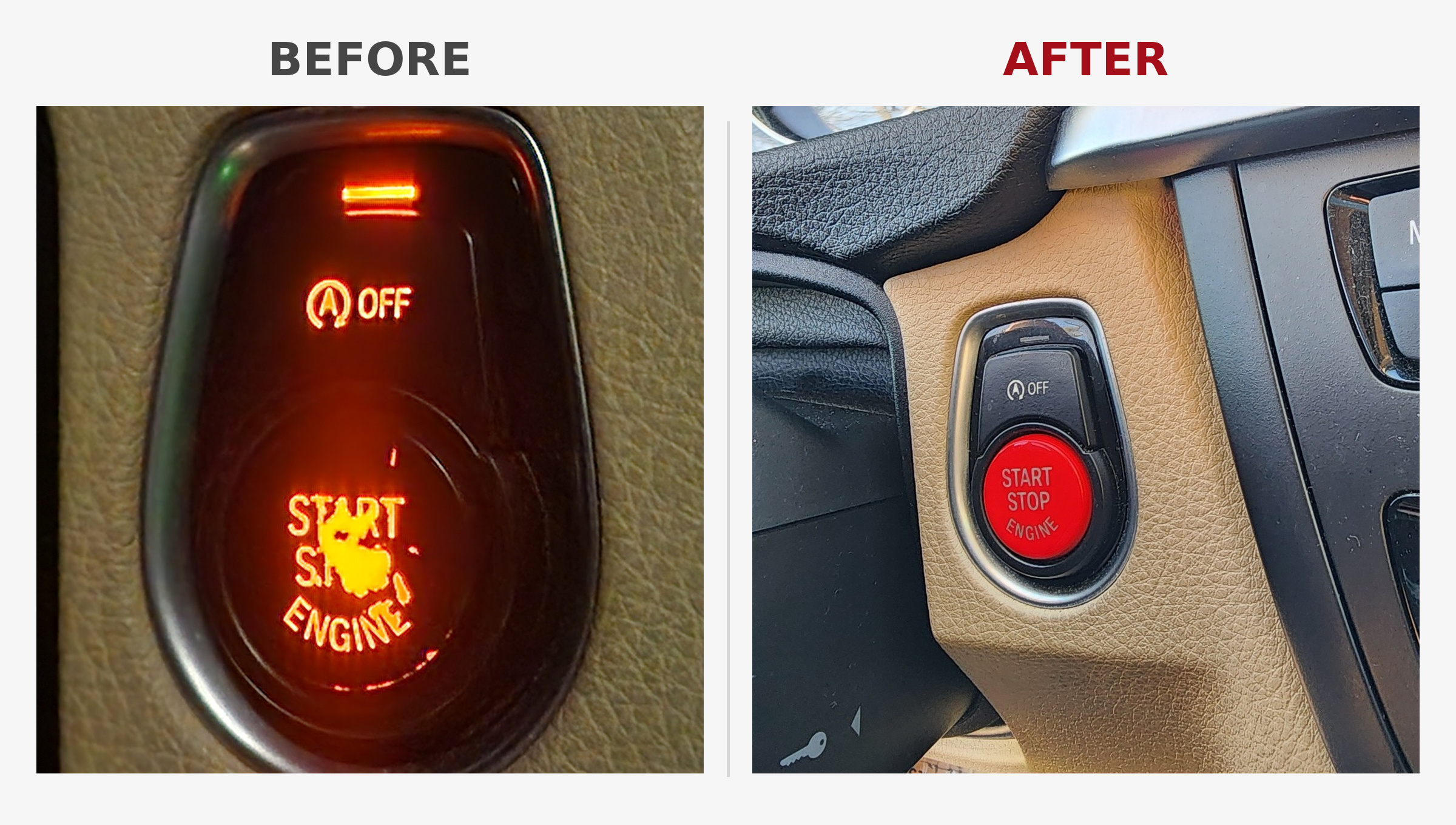 BMW Start Stop Engine Button Cover – F30 F31 F32 F80 M3 F82 M4 – Red & Blue - Image 4